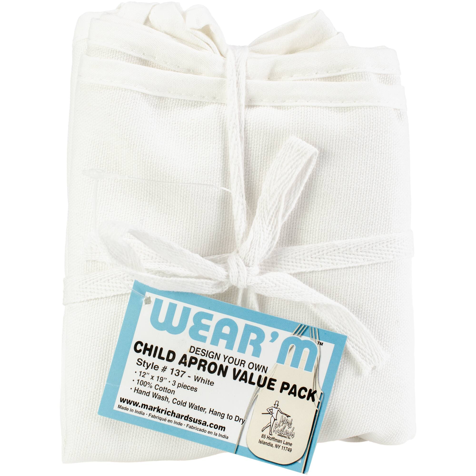 Mark Richards Wear'm White Child Apron, 3ct.